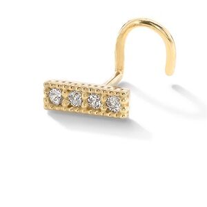 14K Gold Bar Screw-Style Nose Stud - 22G